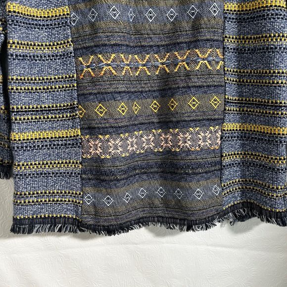 Lucky Brand Womens Sz XS Escape Bohemian Aztec Blue Sweater Exposed Zippers - Picture 15 of 16
